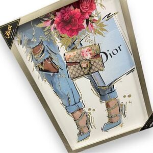 Oliver Gal Glass Frame Fashion Designer‎ Handbag Shopping Floral Spring Wall Art